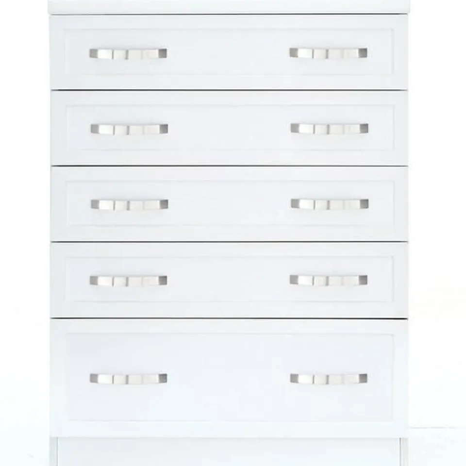 BOXED GRADE 1 CAMBERLEY WHITE 5-DRAWER GRADUATED CHEST (1 BOX)
