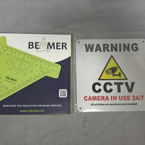 APPROXIMATELY 10 ASSORTED HOUSEHOLD ITEMS TO INCLUDE CCTV SIGN, ETC