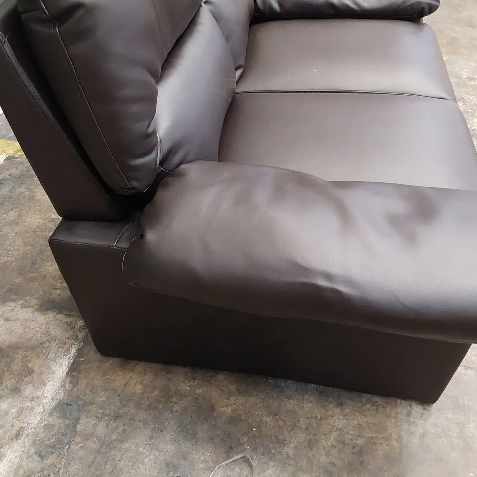 DESIGNER 2 SEATER BROWN LEATHER SOFA