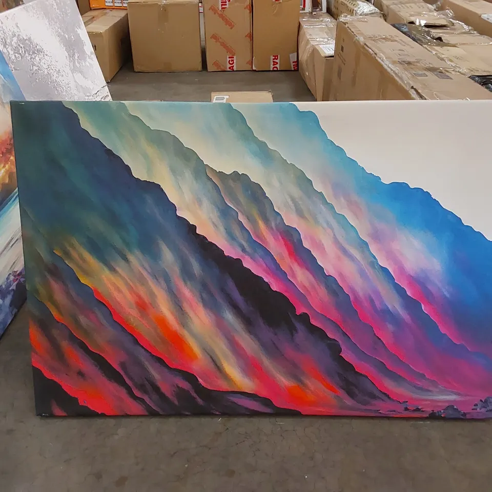 BEAUTIFUL COLOURFUL MOUNTAIN ABSTRACT - WRAPPED CANVAS