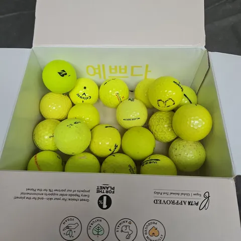APPROXIMATELY 16 ASSORTED GOLF BALLS IN NEON YELLOW 