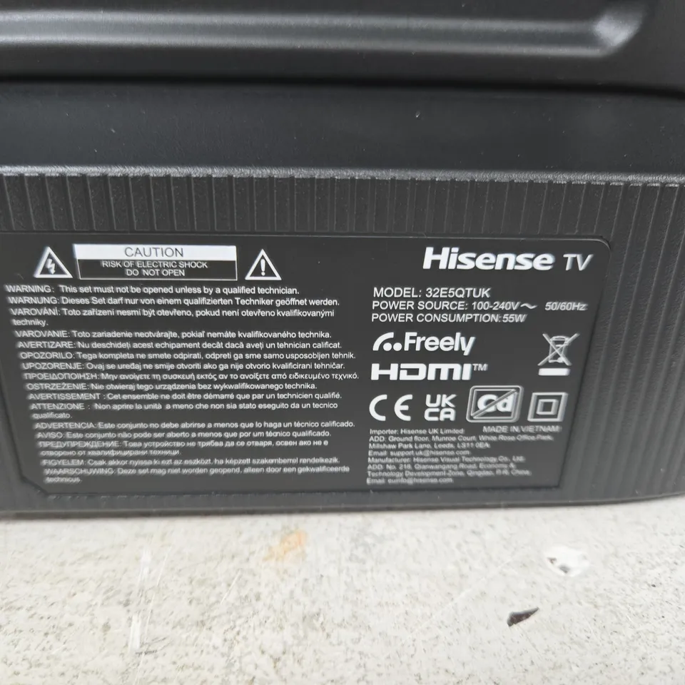 HISENSE 32-INCH TV – 32E5QTUK BOXED WITH ACCESSORIES