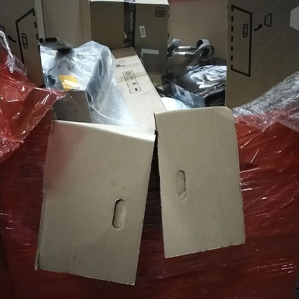 PALLET OF HOUSEHOLD ITEMS TO INCLUDE KICK SCOOTER, TRAVEL BAG,FRACTURE BOOT,CLOCK AND OTHER ASSORTED ITEMS...