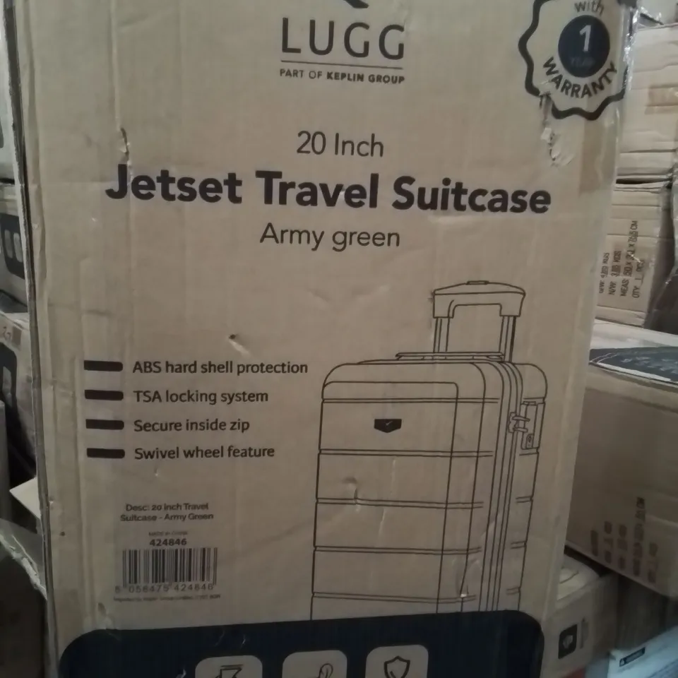 BOXED LUGG 20INCH JETSET TRAVEL SUITCASE ARMY GREEN 