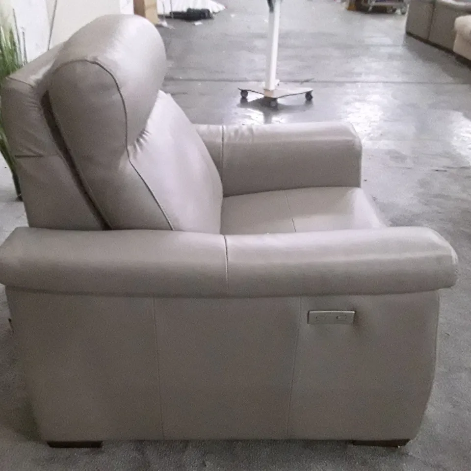 QUALITY ITALIAN DESIGNER ADRIANO ELECTRIC RECLINER CHAIR - TAUPE LEATHER