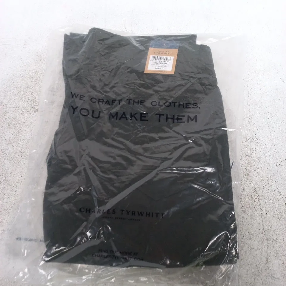 CHARLES TYRWHITT FOREST GREEN CLASSIC FIT TWILL JEANS – 34W/32L