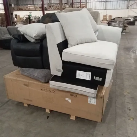 PALLET OF ASSORTED DESIGNER INCOMPLETE OR DAMAGED SOFA PARTS AND PIECES