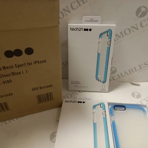 BOX OF APPROX 8 TECH21 IPHONE CASES - CLEAR/BLUE