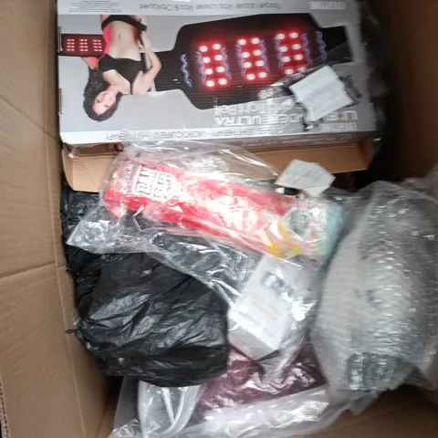 BOX OF APPROXIMATELY 15 ASSORTED ITEMS TO INCLUDE: LED DIGITAL DISPLAY FAN