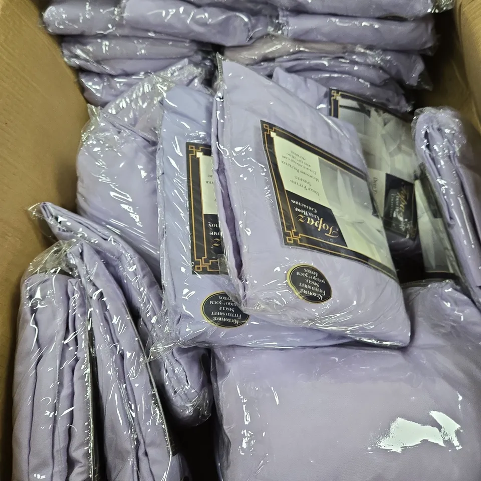 BOX OF APPROXIMATELY 20 X TOPAZ LUXE HOME COLLECTION DEEP FITTED SHEETS – MICROFIBER, LAVENDER, SINGLE (90X190 CM)