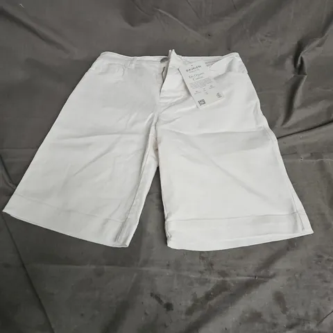 BAUKJEN WINFREY ORGANIC COTTON STRETCH DENIM SHORTS IN SOFT WHITE SIZE 10