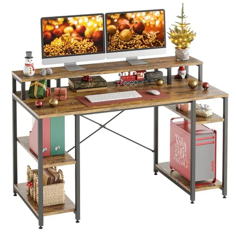 BOXED KINSLEE 55INCH COMPUTER DESK, OFFICE WORK DESK WITH MONITOR STAND (1 BOX)