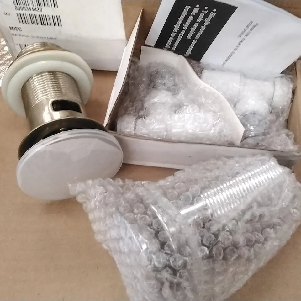 SET OF APPROXIMATELY 5 BOXED VALVES AND BASIN WASTE PLUGS 
