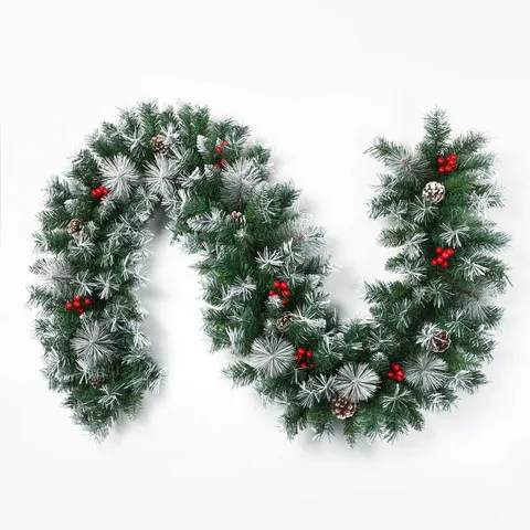 BOXED NEO 2M ARTIFICIAL GREEN CHRISTMAS GARLAND HOLIDAY DECORATION REUSABLE FESTIVE WREATH