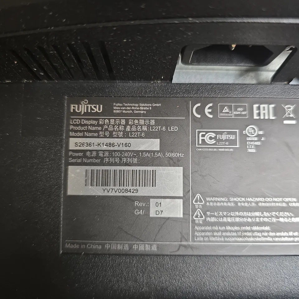 FUJITSU L22T-6 LED LCD MONITOR