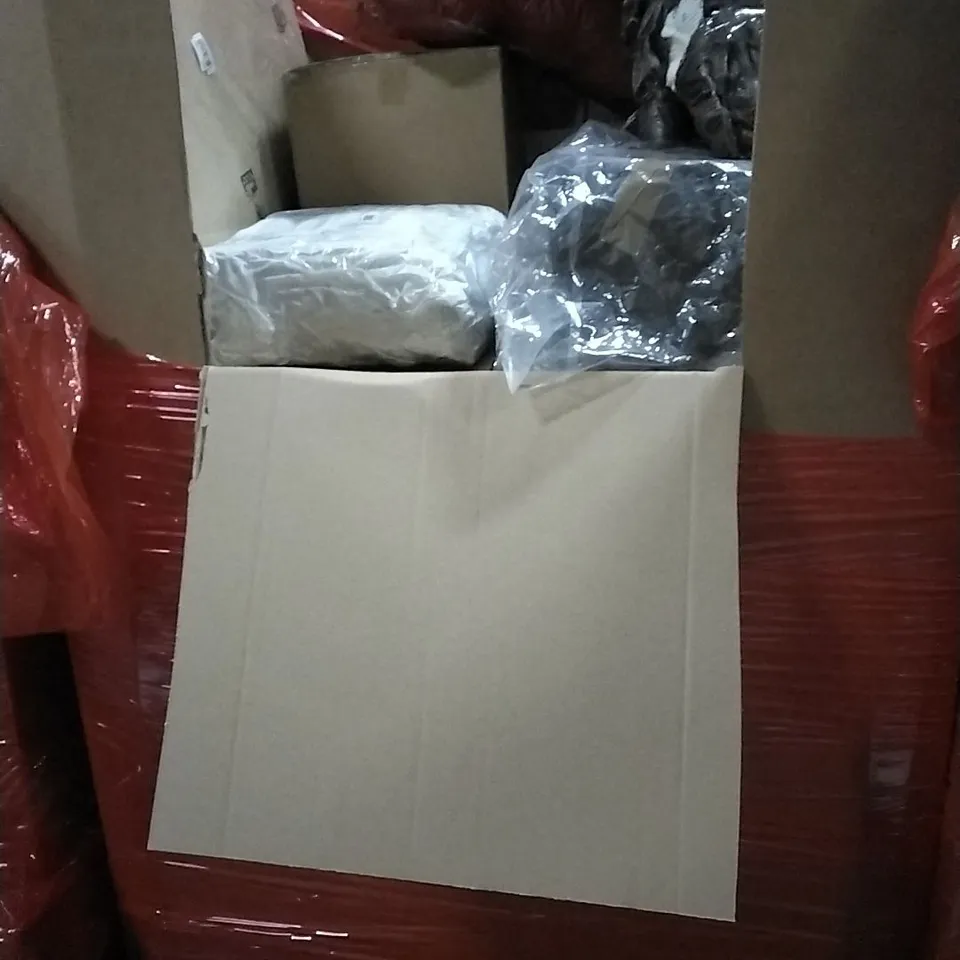 PALLET OF HOUSEHOLD ITEMS TO INCLUDE ASTRONOMICAL TELESCOPE, TV WALL MOUNT, ELECTRIC FAN HEATER, TURNTABLE SYSTEM AND OTHER ASSORTED ITEMS...