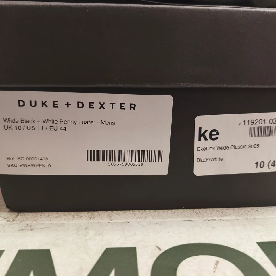 DUKE + DEXTER WILDE CLASSIC PENNY LOAFER – BLACK & WHITE, UK 10