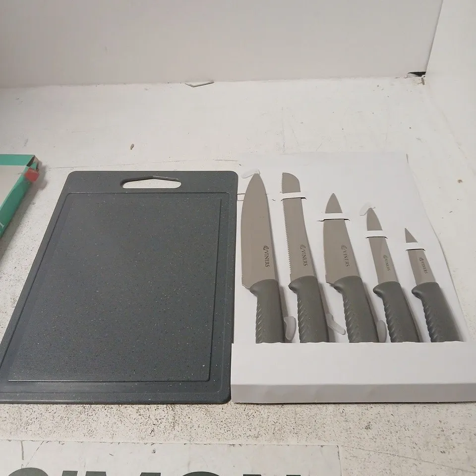 VINERS EVERYDAY 5-PIECE KNIFE SET WITH CHOPPING BOARD