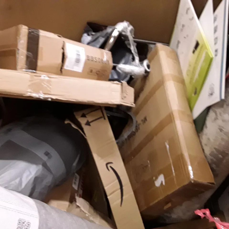 PALLET TO CONTAIN AN ASSORTMENT OF HOUSEHOLD ITEMS TO INCLUDE COMPUTER CASE CHILDREN'S TOYS, TV WALL MOUNT AND RUGS ECT
