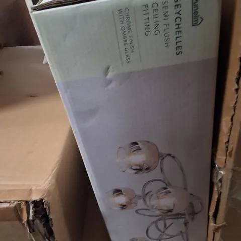 BOXED DUNELM 5-LIGHT CHROME CEILING PENDANT WITH OMBRE GLASS SHADES