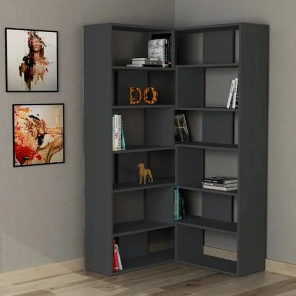 BOXED AMALDA MODERN WALL MOUNTED BOOKCASE WITH 5 TIERS