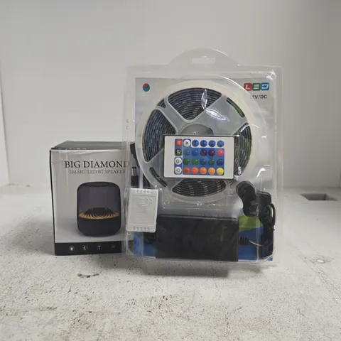 BOX OF APPROXIMATELY 8 ASSORTED HOUSEHOLD ELECTRICAL ITEMS TO INCLUDE BIG DIAMOND SMART LED SPEAKER, ETC