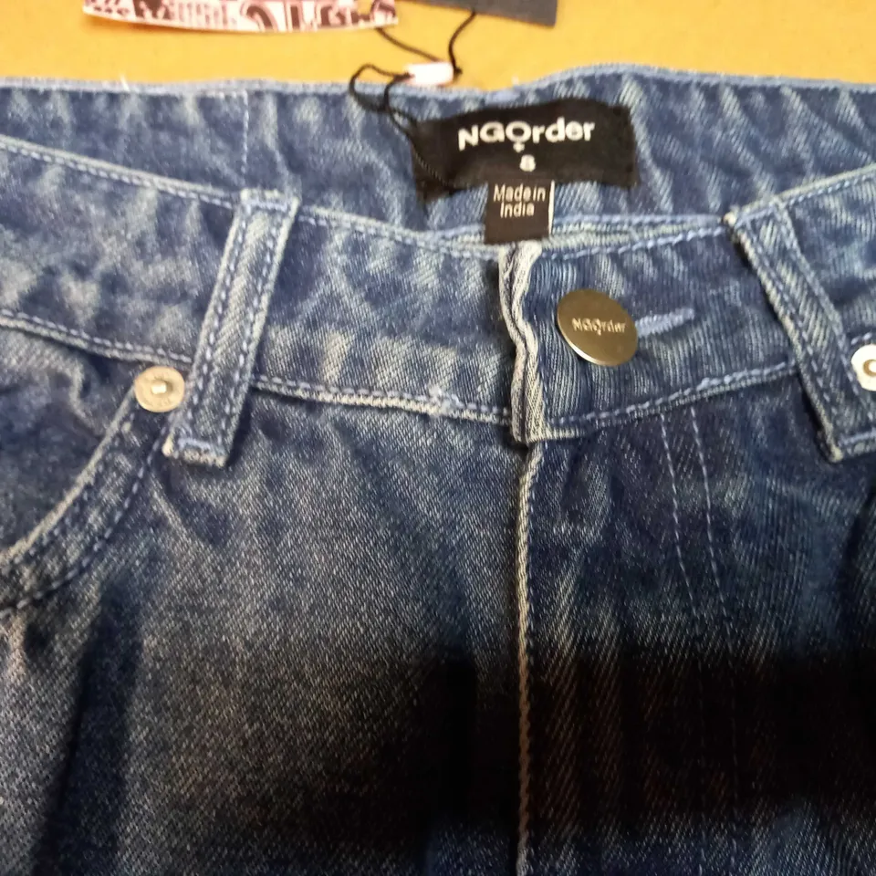 NGORGER BLUE DENIM/FRAYED JEANS - SIZE 8