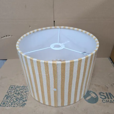 STRIPED DRUM LAMPSHADE – YELLOW & CREAM FABRIC