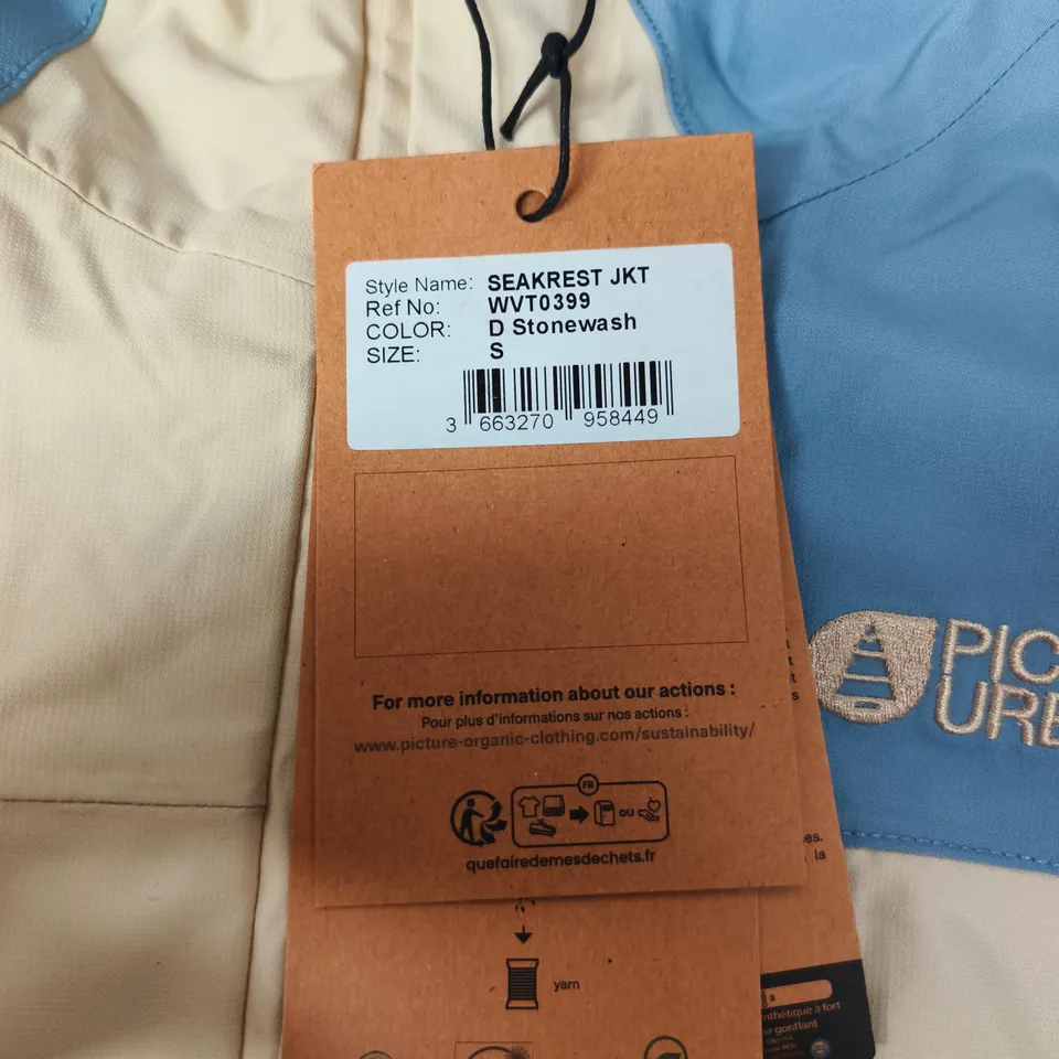 PICTURE ORGANIC SEAKREST JKT – STONEWASH COLOUR BLOCK, SIZE S (UK)