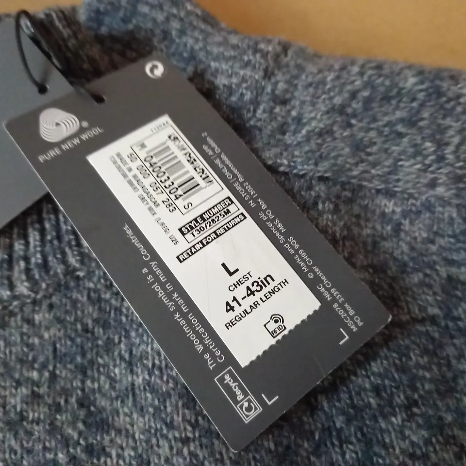 M&S PURE NEW WOOL 1/4 ZIP JUMPER - L
