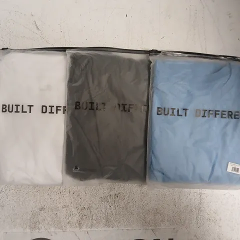 SET OF APPROXIMATELY 10 ASSORTED BUILT DIFFERENT T-SHIRTS/SHIRTS IN VARIOUS COLOURS AND SIZES