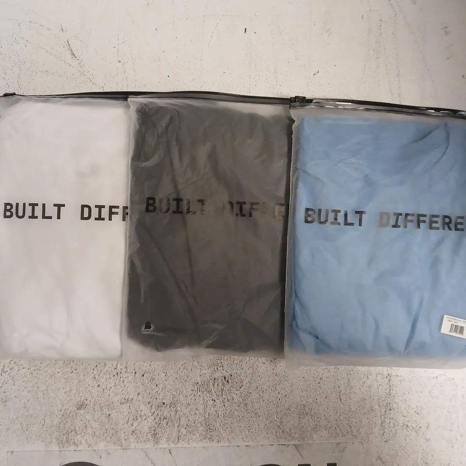 SET OF APPROXIMATELY 10 ASSORTED BUILT DIFFERENT T-SHIRTS/SHIRTS IN VARIOUS COLOURS AND SIZES