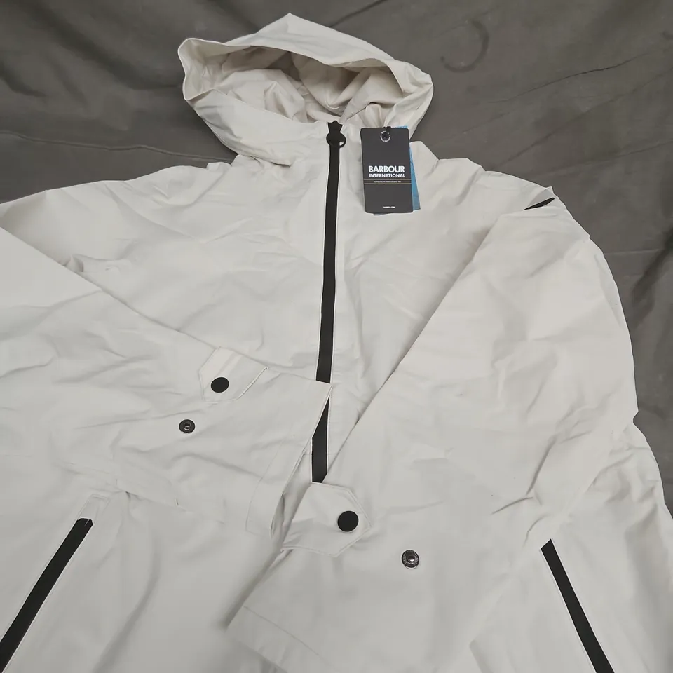 BARBOUR INTERNATIONAL KYRA LONG WP COAT - SILVER BIRCH, UK 10