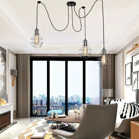 BOXED BARNER 3 LIGHT GEOMETRIC CHANDELIER 