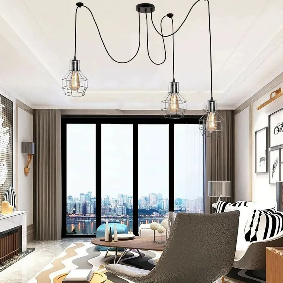 BOXED BARNER 3 LIGHT GEOMETRIC CHANDELIER 