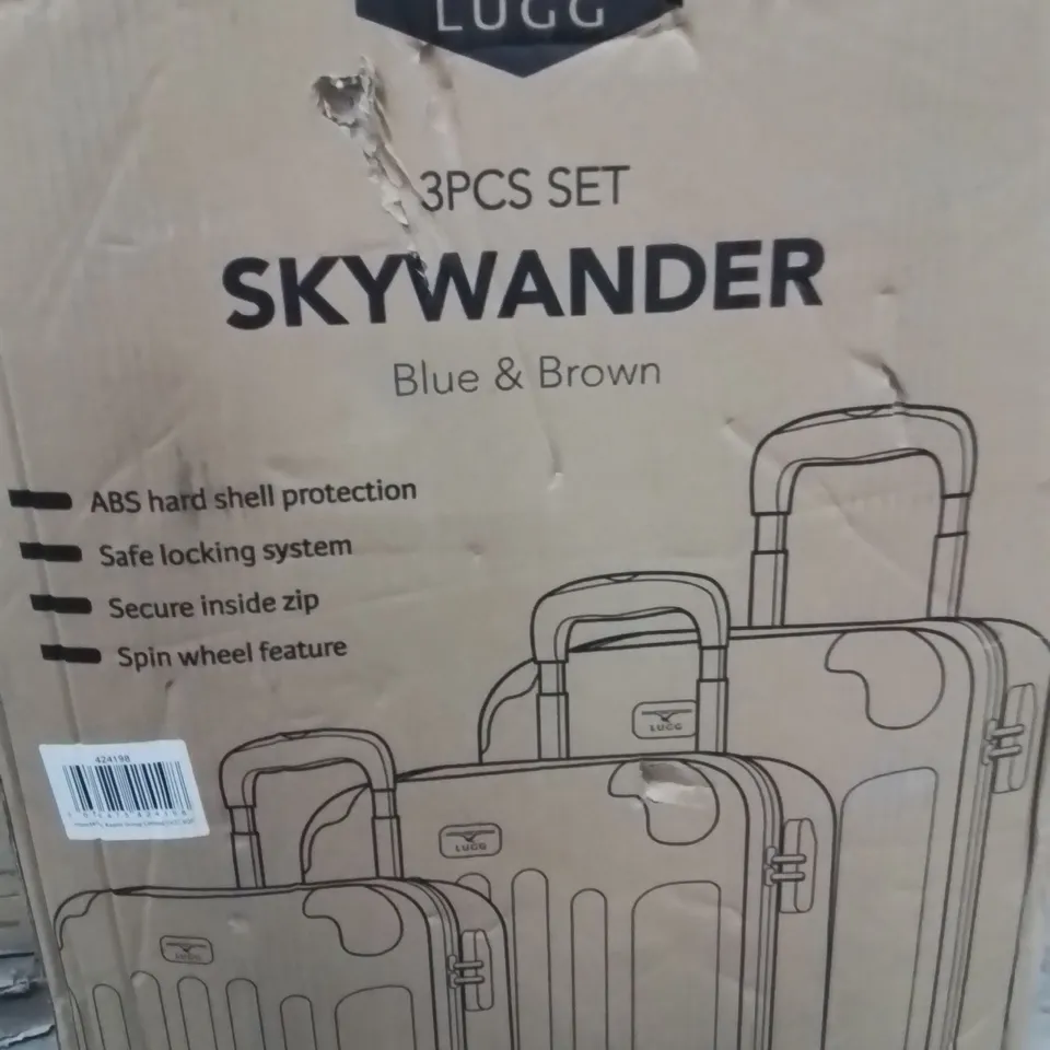 BOXED LUGG 3PCS SET BLUE AND BROWN 
