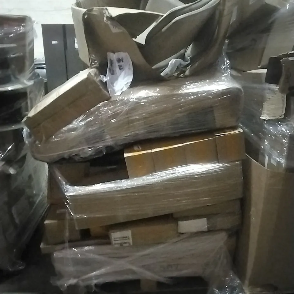 PALLET TO INCLUDE TELESCOPIC ELECTRIC BRUSH,PORTABLE TOILET, FOLDING CHAIR, CHAIR AND OTHER ASSORTED ITEMS...