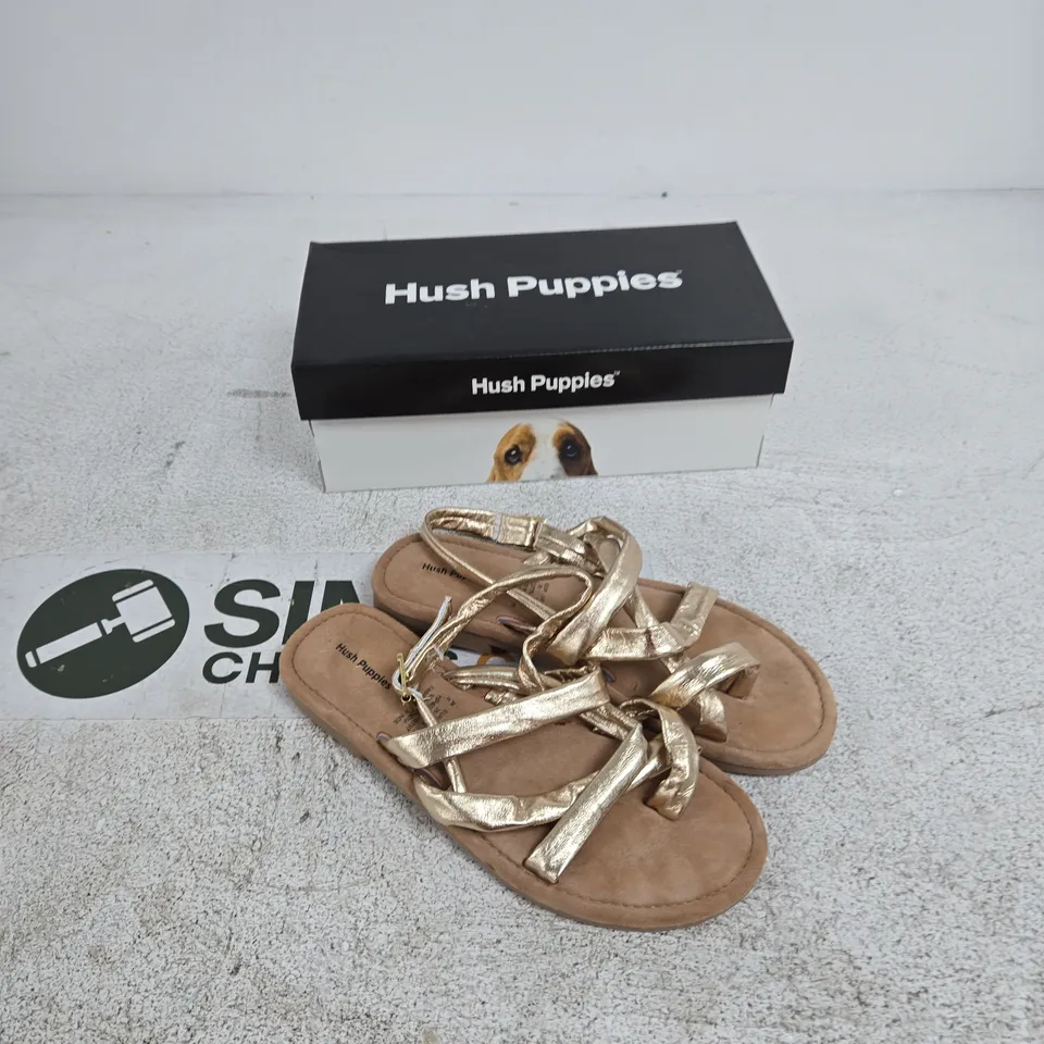HUSH PUPPIES WOMEN'S GOLD HOPE WIDE-FIT SANDALS – BOXED UK 5