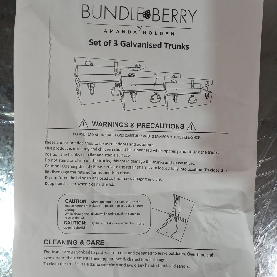 BUNDLEBERRY BY AMANDA HOLDEN SET OF GALVANISED OUTDOOR TRUNKS