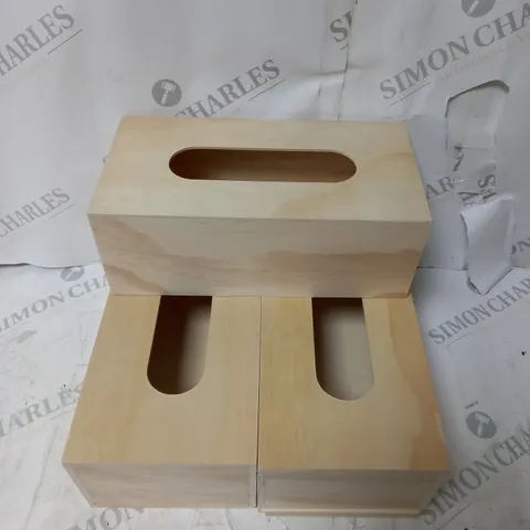 SET OF 3 WOODEN TISSUES BOXES 