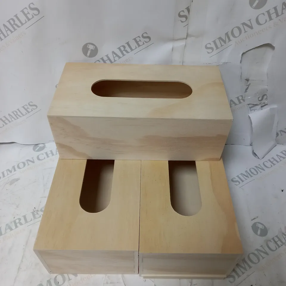 SET OF 3 WOODEN TISSUES BOXES 