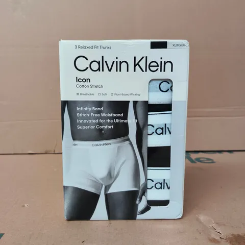CALVIN KLEIN ICON COTTON STRETCH TRUNKS (3-PACK) IN BLACK SIZE XL