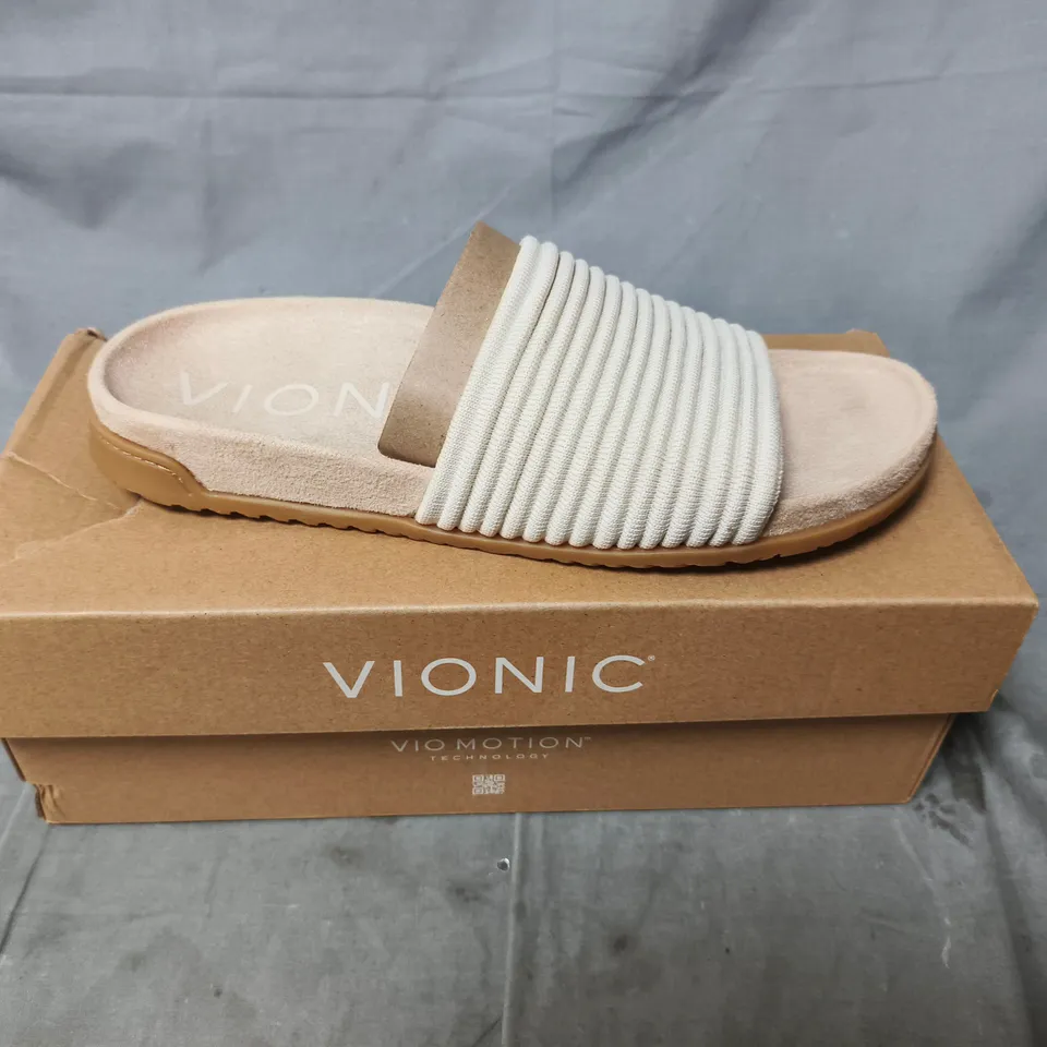 VIONIC WOMEN’S SANDALS – BEIGE RIBBED STRAP UK SIZE 7