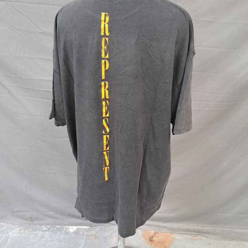 REPRESENT REBORN TSHIRT IN AGED BLACK SIZE M