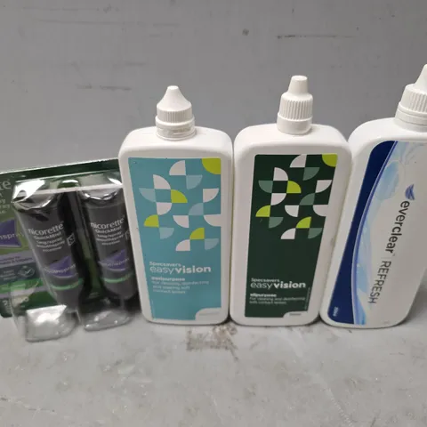 APPROXIMATELY 15 ASSORTED VISION CARE ITEMS & NICOTINE TO INCLUDE - NICORETTE QUICK MIST MOUTHSPRAY , SPECSAVERS UNI PURPOSE , SPECSAVERS ALL PURPOSE ETC