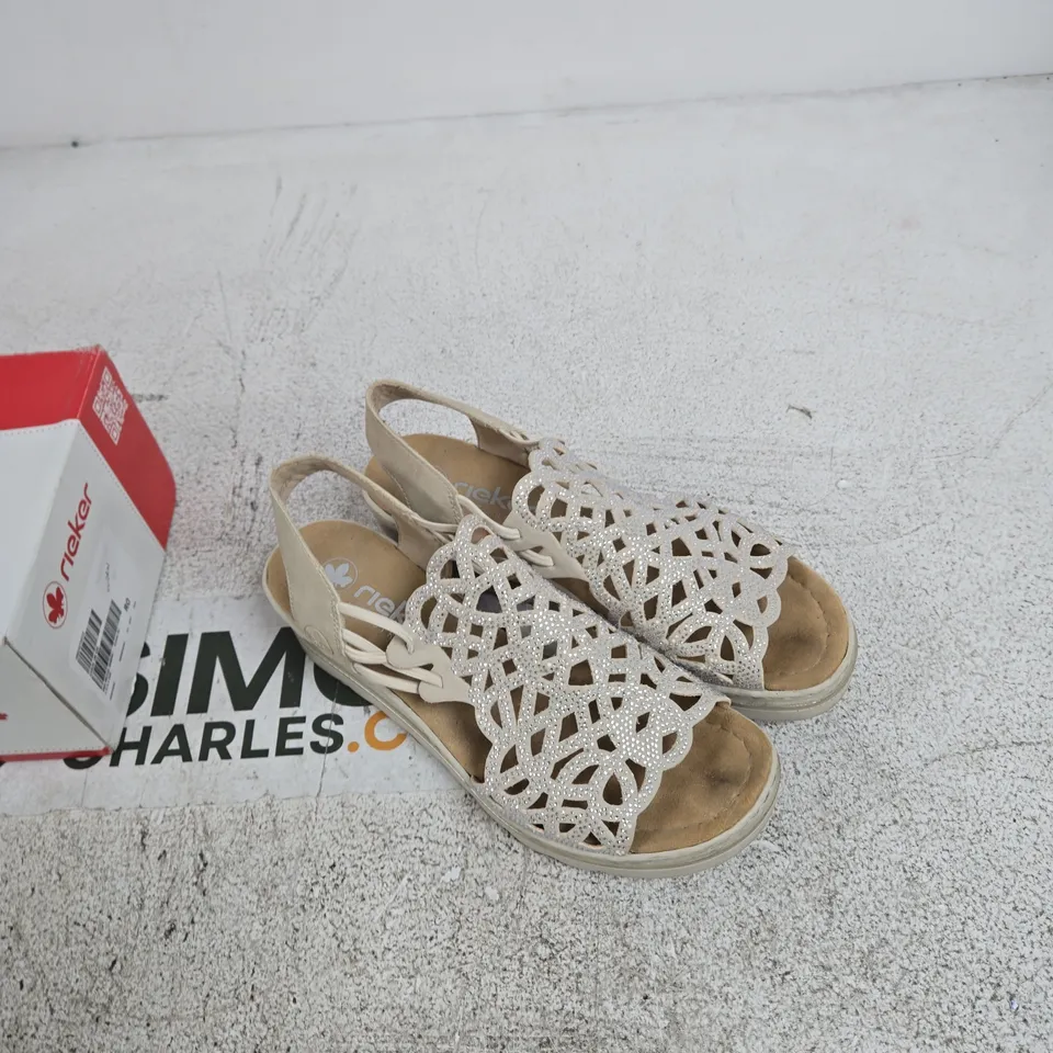 RIEKER WEDGE SANDALS – CREAM, UK SIZE 6.5