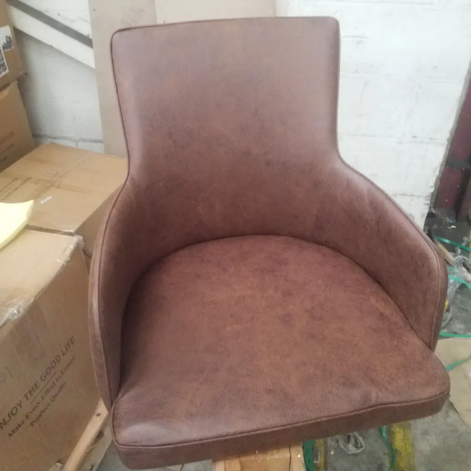 BOXED SET OF 2 BROWN FABRIC DINING CHAIRS