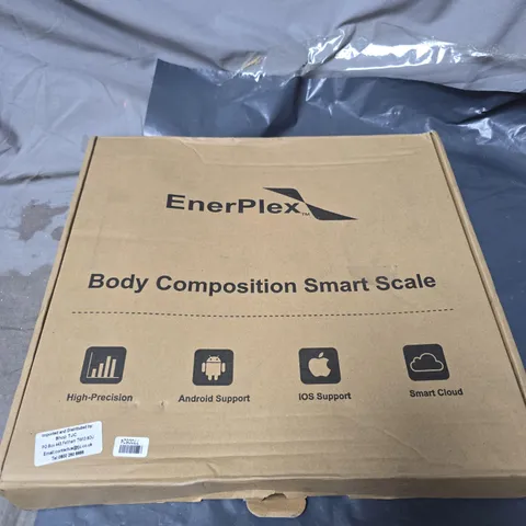ENERPLEX BODY COMPOSITION SMART SCALE – BOXED, LIGHT BLUE PLATFORM