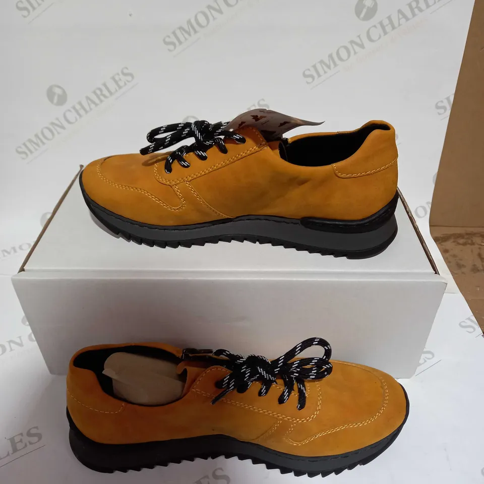 RIEKER YELLOW SUEDETTE ZIP TRAINERS - SIZE 6.5