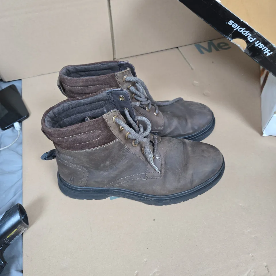 HUSH PUPPIES JARROD LACE BOOTS – BROWN, MEN’S UK 10 (US 11, EU 45)